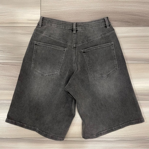 NWT KAFFE KAzina Women's Long Denim Shorts Size Medium (Danish 38) Dark Grey - Picture 2 of 8